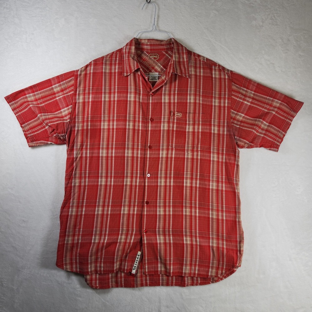 Ecko Unlimited Men's XL Plaid Button Up‎ Short Sleeve Casual Shirt